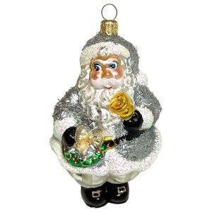 Vintage Glass Santa Ornament
